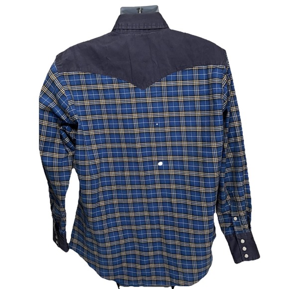 Wrangler Blue Plaid Casual Button Down Shirt - Picture 3 of 11